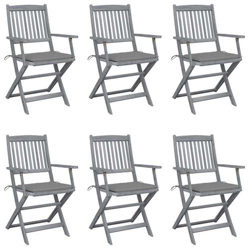 Vidaxl Chaises Pliables D'extérieur 6 Pcs Avec Coussins Bois D'acacia