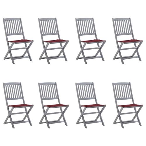 Vidaxl Chaises Pliables D'extérieur Lot De 8 Et Coussins Bois D'acacia