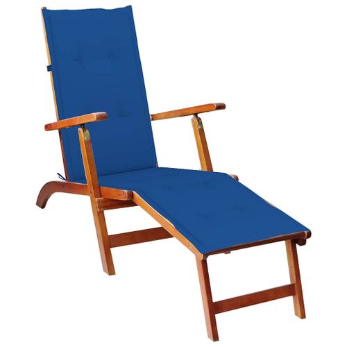 Vidaxl Chaise Longue D'extérieur Repose-Pied Et Coussin Acacia Solide