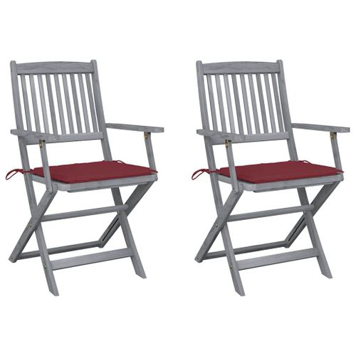 Vidaxl Chaises Pliables D'extérieur 2 Pcs Avec Coussins Bois D'acacia