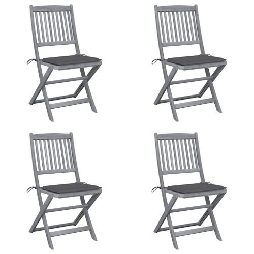 Vidaxl Chaises Pliables D'extérieur 4 Pcs Avec Coussins Bois D'acacia