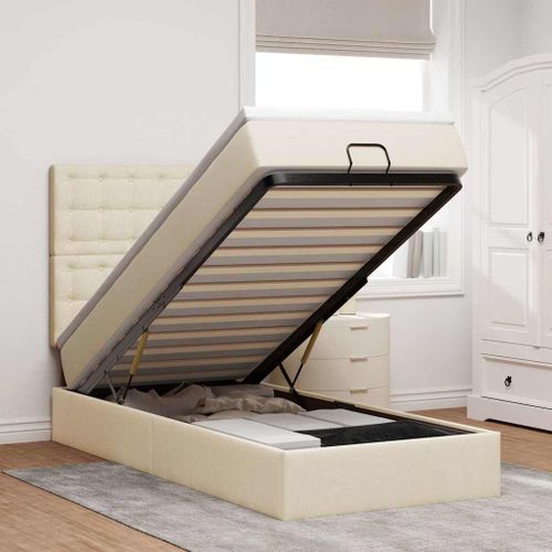 Vidaxl Lit Ottoman Avec Matelas Crème 100x200 Cm Tissu