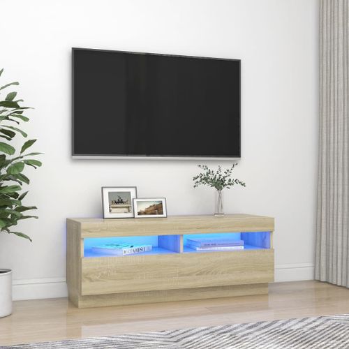 Vidaxl Meuble Tv Avec Lumières Led Chêne Sonoma 100x35x40 Cm