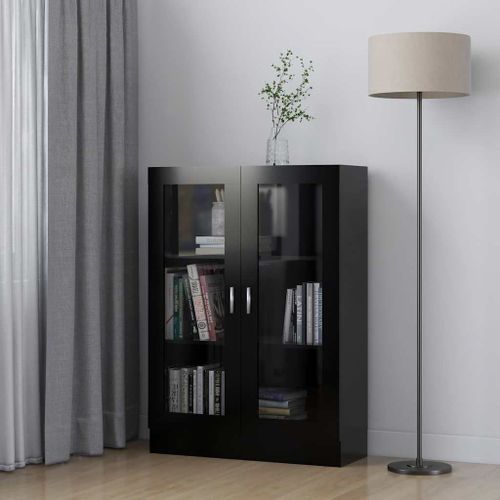 Vidaxl Armoire À Vitrine Noir 82,5x30,5x115 Cm Bois D'ingénierie