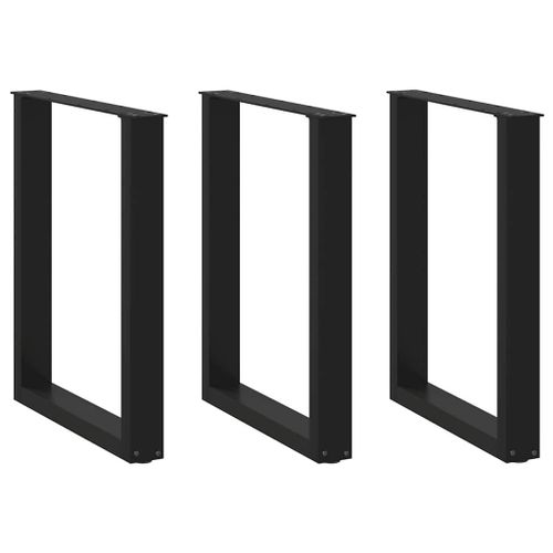 Vidaxl Pieds De Table Basse Forme De U 3 Pcs Noir 70x(72-73) Cm Acier