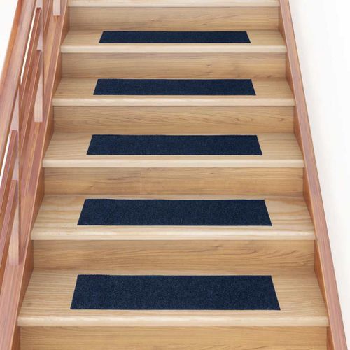 Vidaxl Tapis D'escalier Autocollants Rectangulaire 15 Pcs 76x20cm Bleu