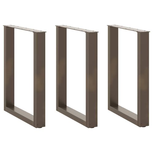 Vidaxl Pieds De Table Basse Forme De U 3pcs Acier Naturel 70x(72-73)Cm