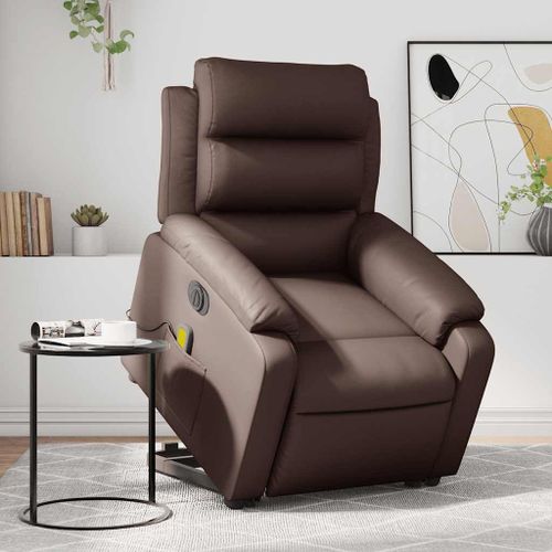 Vidaxl Fauteuil Inclinable De Massage Électrique Marron Similicuir
