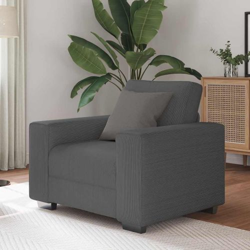 Vidaxl Fauteuil Gris Foncé 60 Cm Tissu Velours Côtelé