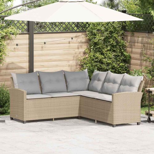 Vidaxl Canapés En Forme De L Avec Coussins Beige Résine Tressée