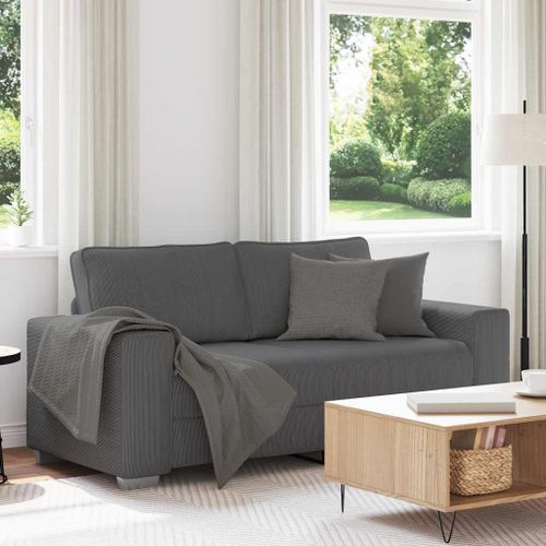 Vidaxl Canapé Causeuse Gris Foncé 140 Cm Tissu Velours Côtelé