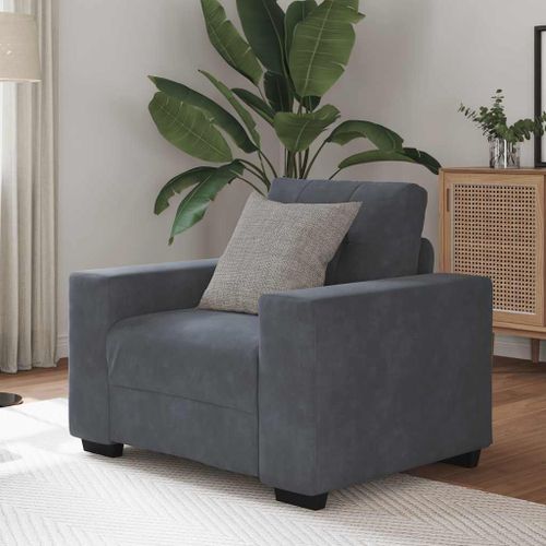 Vidaxl Fauteuil Gris Foncé 60 Cm Velours