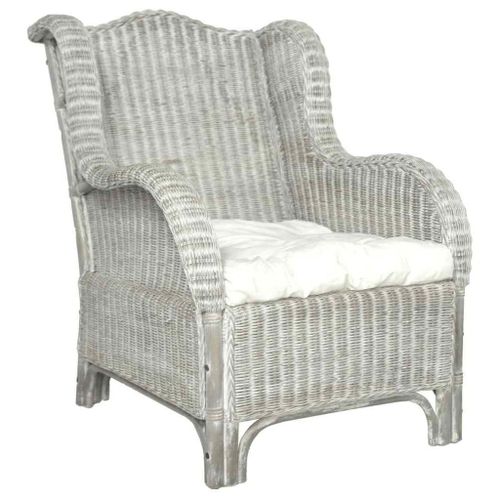 Vidaxl Canapé Avec Coussin Gris Rotin Naturel Et Lin