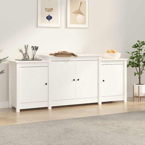Vidaxl Buffet Blanc 164x37x68 Cm Bois Massif De Pin