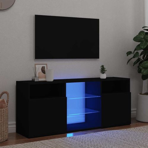 Vidaxl Meuble Tv Avec Lumières Led Noir 120x30x50 Cm