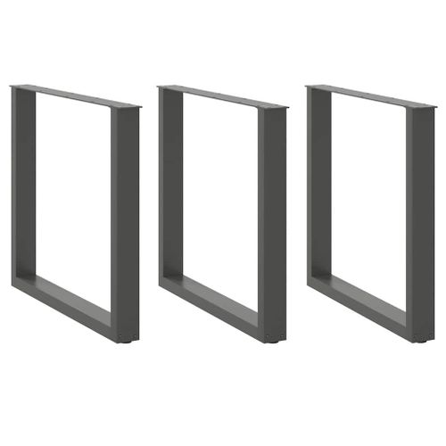 Vidaxl Pieds De Table Basse Forme De U 3 Pcs Anthracite 90x(72-73) Cm