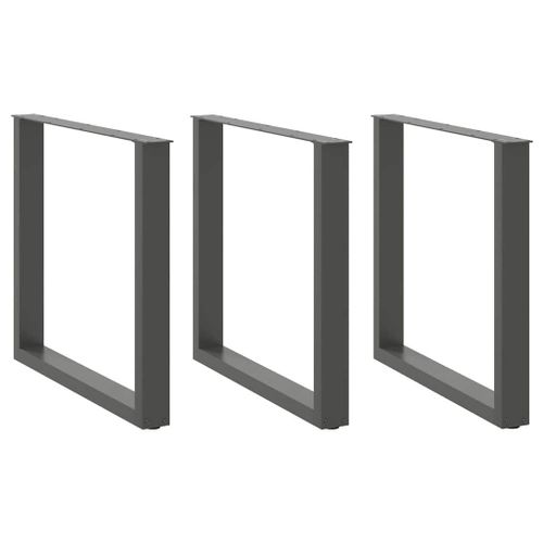 Vidaxl Pieds De Table Basse Forme De U 3 Pcs Anthracite 80x(72-73) Cm