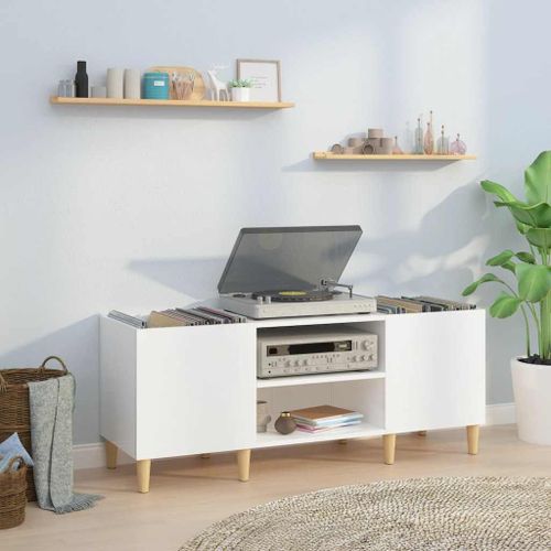 Vidaxl Armoire À Disques Blanc Brillant 121x38x48 Cm Bois D'ingénierie