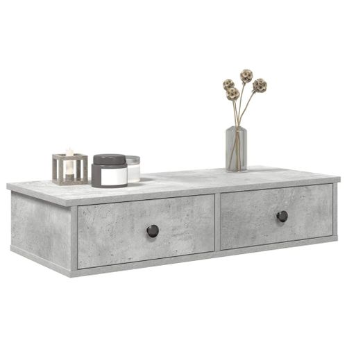 Vidaxl Étagère Murale Avec Tiroirs Gris Béton Bois D'ingénierie