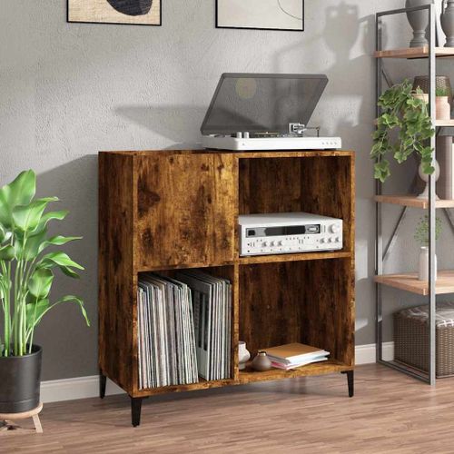 Vidaxl Armoire À Disques Chêne Fumé 84,5x38x89 Cm Bois D'ingénierie