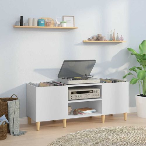 Vidaxl Armoire À Disques Blanc 121x38x48 Cm Bois D'ingénierie