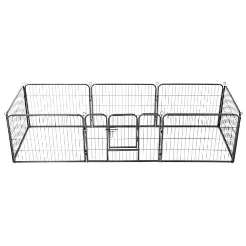 Vidaxl Parc Pour Chiens 8 Panneaux Acier 60 X 80 Cm Noir