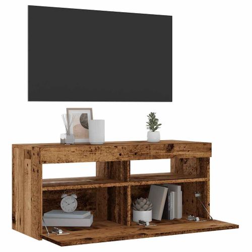 Vidaxl Meuble Tv Avec Lumières Led Vieux Bois Bois D'ingénierie