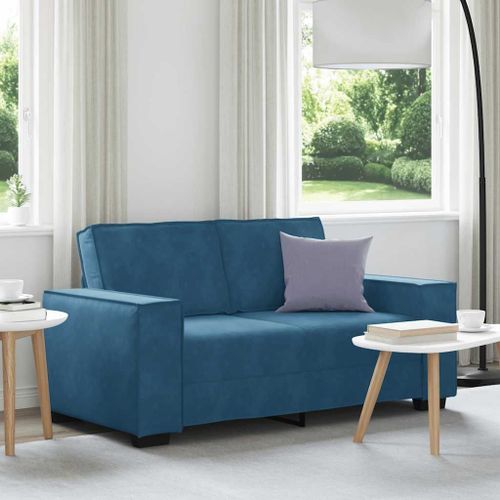 Vidaxl Canapé À 2 Places Bleu 120 Cm Velours