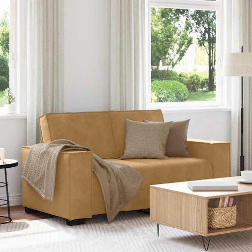 Vidaxl Canapé À 2 Places Marron 120 Cm Velours
