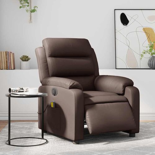 Vidaxl Fauteuil De Massage Inclinable Électrique Marron Similicuir