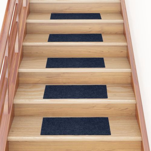 Vidaxl Tapis D'escalier Autocollants Rectangulaire 15 Pcs 60x25cm Bleu