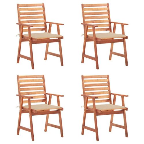 Vidaxl Chaises À Dîner D'extérieur 4 Pcs Avec Coussins Acacia Massif