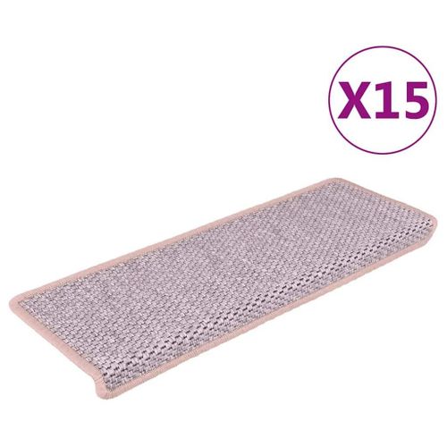 Vidaxl Tapis D'escalier Autocollants Aspect Sisal 15 Pcs Rose