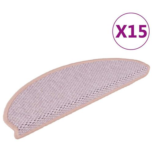 Vidaxl Tapis D'escalier Autocollants Aspect Sisal 15 Pcs Rose