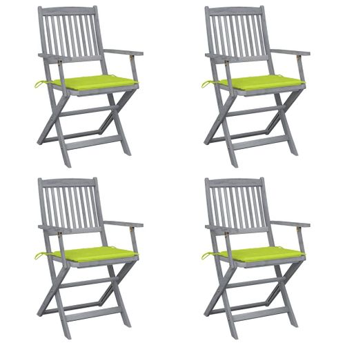 Vidaxl Chaises Pliables D'extérieur 4 Pcs Avec Coussins Bois D'acacia