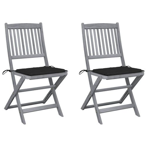 Vidaxl Chaises Pliables D'extérieur 2 Pcs Avec Coussins Bois D'acacia