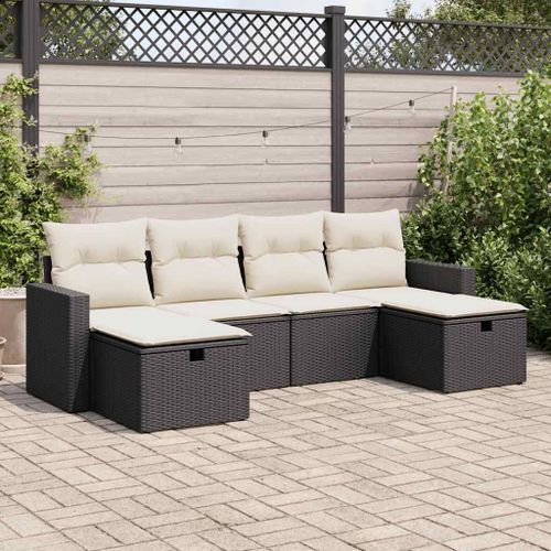 Vidaxl Salon De Jardin 6 Pcs Avec Coussins Noir Résine Tressée