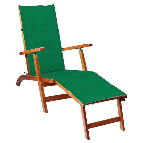 Vidaxl Chaise Longue D'extérieur Repose-Pied Et Coussin Acacia Solide