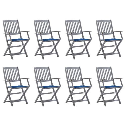 Vidaxl Chaises Pliables D'extérieur Lot De 8 Et Coussins Bois D'acacia