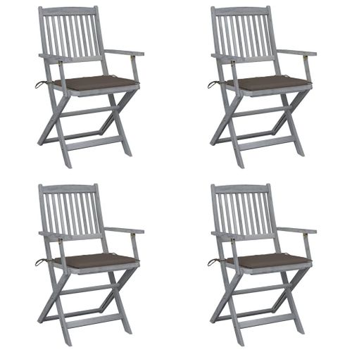 Vidaxl Chaises Pliables D'extérieur 4 Pcs Avec Coussins Bois D'acacia