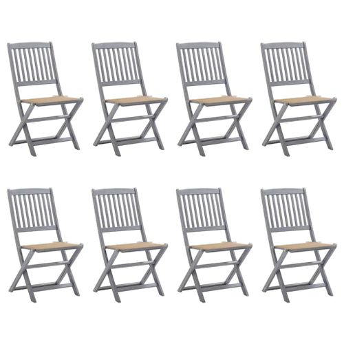 Vidaxl Chaises Pliables D'extérieur Lot De 8 Et Coussins Bois D'acacia