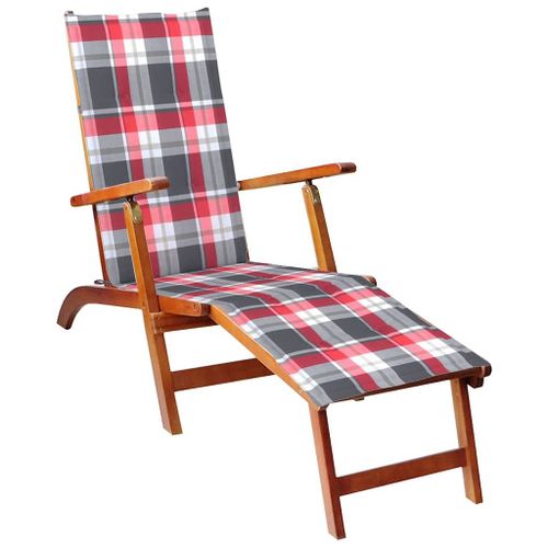 Vidaxl Chaise Longue D'extérieur Repose-Pied Et Coussin Acacia Solide