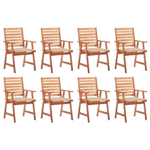 Vidaxl Chaises À Dîner D'extérieur 8 Pcs Avec Coussins Acacia Massif