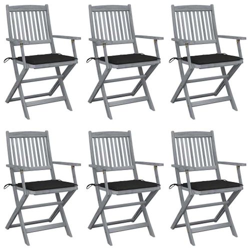 Vidaxl Chaises Pliables D'extérieur Lot De 6 Et Coussins Bois D'acacia