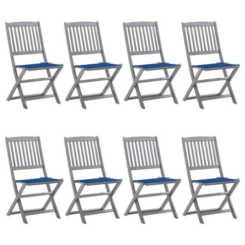 Vidaxl Chaises Pliables D'extérieur Lot De 8 Et Coussins Bois D'acacia