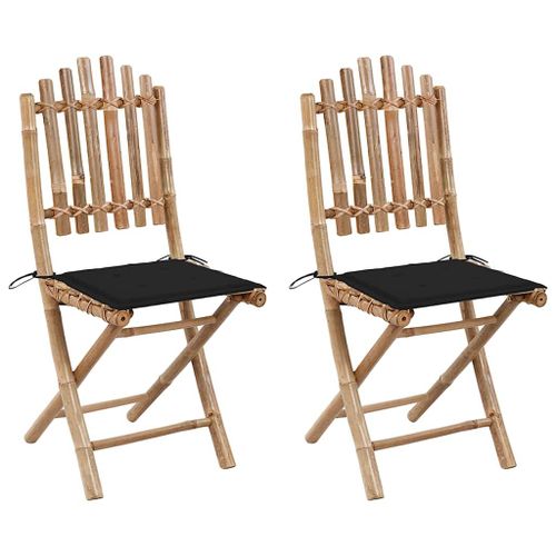 Vidaxl Chaises Pliables De Jardin 2 Pcs Avec Coussins Bambou