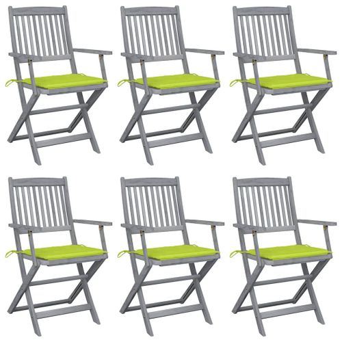 Vidaxl Chaises Pliables D'extérieur Lot De 6 Et Coussins Bois D'acacia