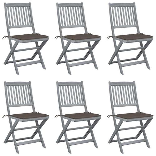 Vidaxl Chaises Pliables D'extérieur 6 Pcs Avec Coussins Bois D'acacia
