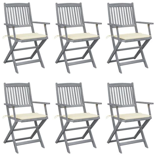 Vidaxl Chaises Pliables D'extérieur 6 Pcs Avec Coussins Bois D'acacia