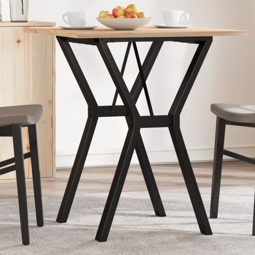 Vidaxl Table À Manger Cadre En Y 70x70x75 Cm Bois De Pin Massif Acier